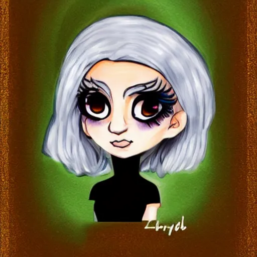 Image similar to chibi anime character painting of met gala lady gaga