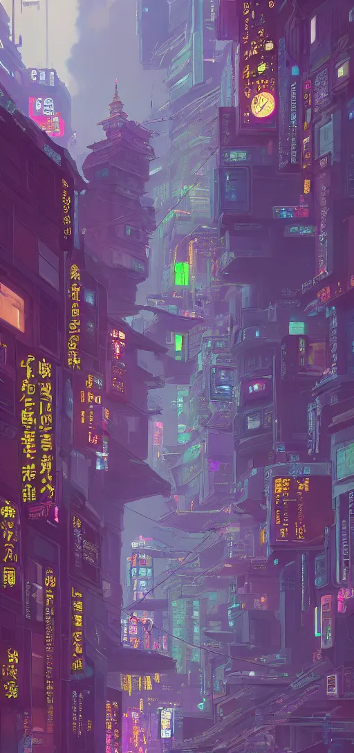 Image similar to A beautiful painting of the most emblematic facade of a cyberpunk gotic, pixelart by Studio Ghibli and Moebius, octane render, zbrush, extremely detailed, pastel colors, trending on artstation