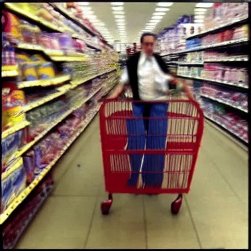 Prompt: “ security camera footage of peewee herman shoplifting from walmart ”