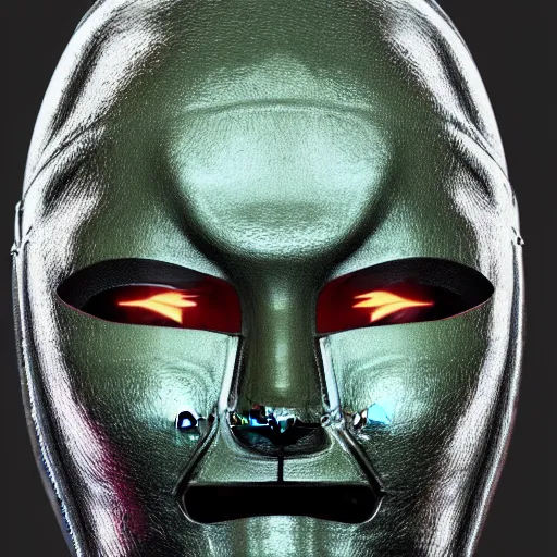 Prompt: man wearing a metal mask with thin green tubes all over his body hyperdetailed, realistic, high - resolution illustration that slightly looks like a comic character