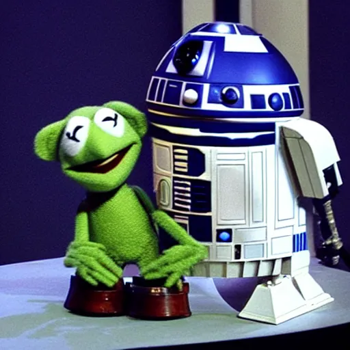 Image similar to r 2 d 2 hosting the muppet show