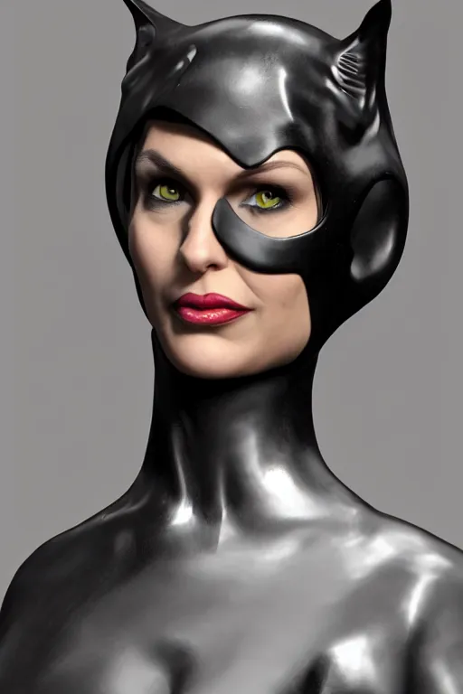 Image similar to 3d render of Catwoman, portrait, photorealistic, concept art, finalRender, octane, Unreal Engine