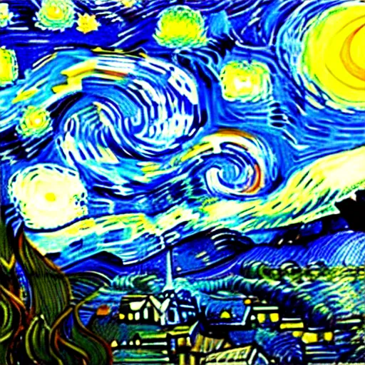 Prompt: painting of a giant shouting ( ( stay puft marshmallow man ) ) in the style of starry night by vincent van gogh intricate detail, low angle,