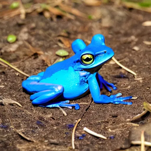 Image similar to a blue frog