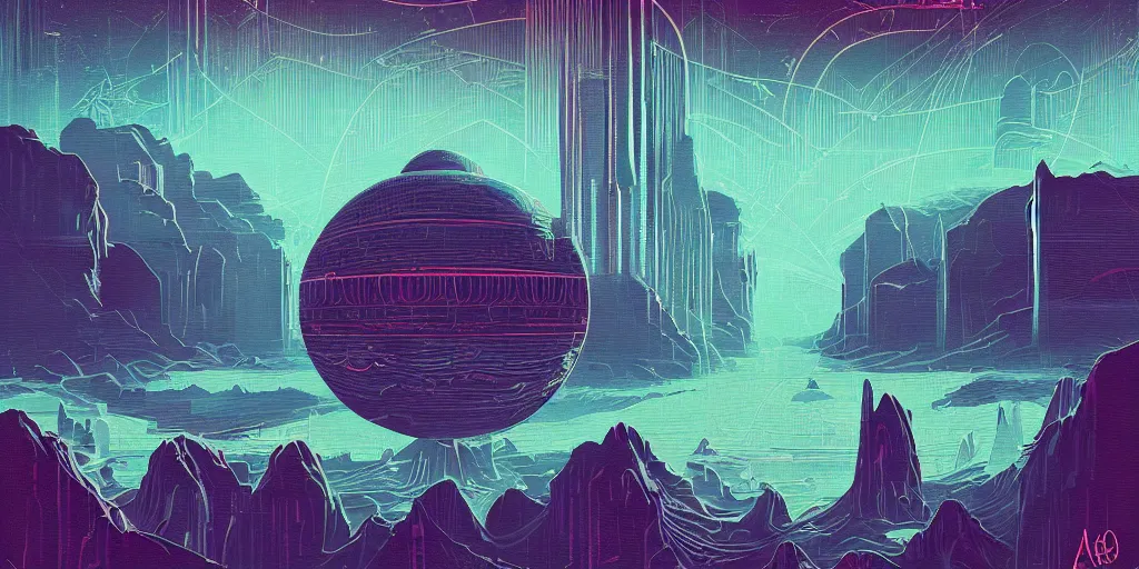 Prompt: a lovecraftian cinematic isograph print of a aetherpunk planet by alena aenami in the style of art - deco art, very, very aesthetic