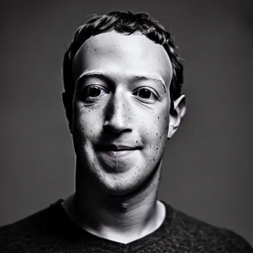 Prompt: a portrait photograph of Mark Zuckerberg as an alien