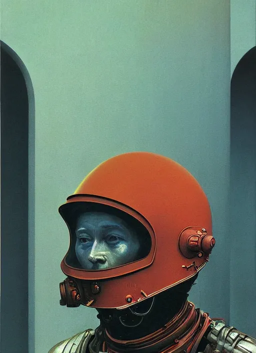 Prompt: beautiful extreme closeup portrait photo in style of frontiers in Helmets of Emperor Charles V the Wise science fashion magazine September retrofuturism edition, highly detailed, soft lighting, elegant , 35mm , Edward Hopper and James Gilleard, Zdzislaw Beksinski, Steven Outram, highly detailed