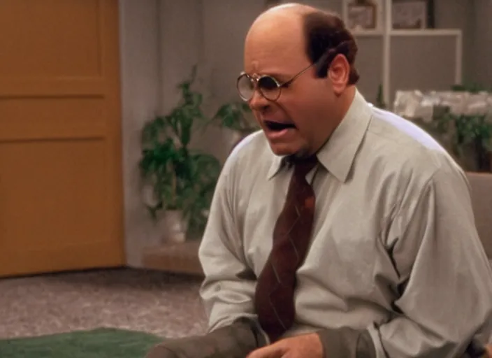 Image similar to film still of george costanza stubbing his toe in the new seinfeld episode, 4 k