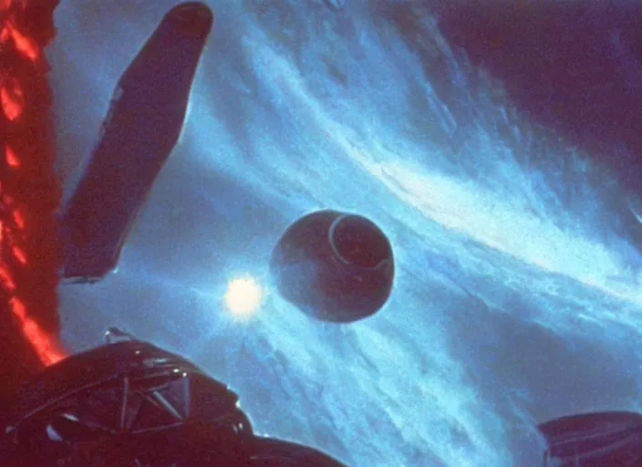 Prompt: a still from a 1 9 8 0 s sci - fi movie, with special effects by ilm and douglas trumbull, imax