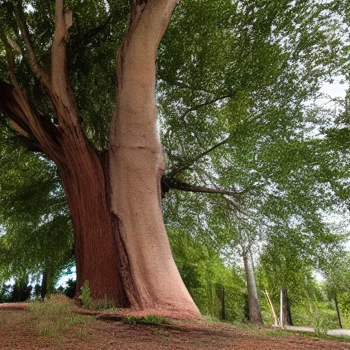 Prompt: big tree with a hole in the middle of the trunk