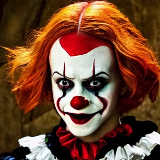 Prompt: Emma watson starring as scary clown from it