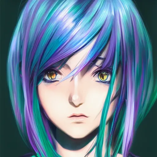 Prompt: portrait of anime pixie character with blue to green gradient hair, manga cover, highly detailed, digital painting, artstation, concept art, sharp focus, illustration, strong brush stroke, anime, sharp focus, ghibli studio, art by ilya kuvshinov, rossdraws