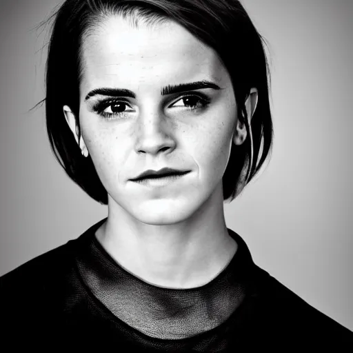 Prompt: Professional portrait of male Emma Watson. A photograph of Emma Watson if she was a man. Studio lighting