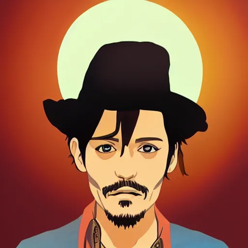 Image similar to (illustration) of ((Johnny Depp)), by ((Studio Ghibli)), 8k