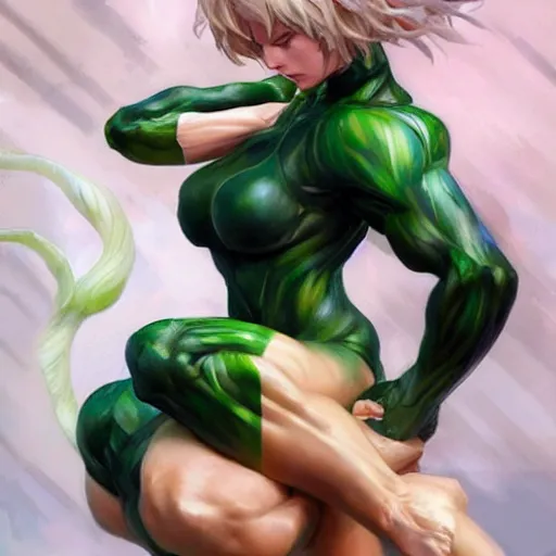 Prompt: muscular tatsumaki by daniel gerhartz, trending on artstation