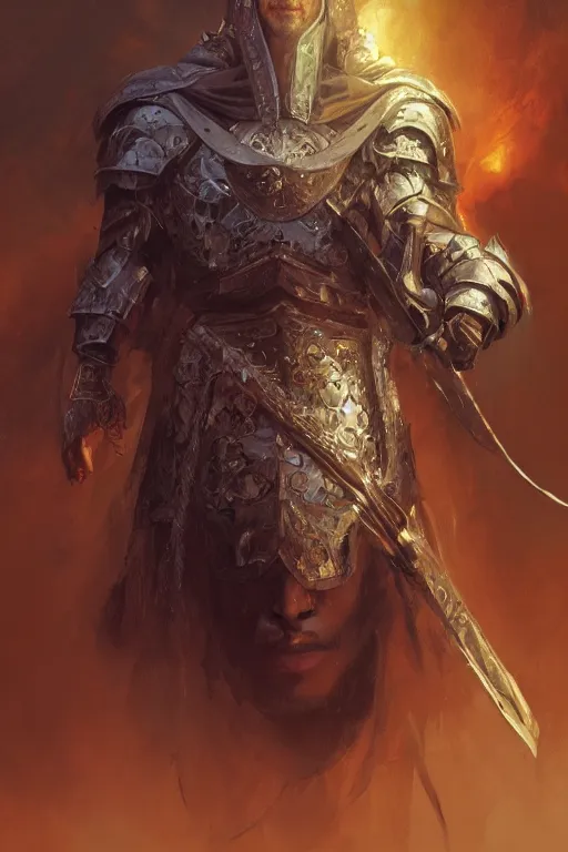 Image similar to portrait of antonio banderas as holy paladin, fantasy, dnd, intricate, highly detailed, smooth, artstation, digital illustration by Ruan Jia and Mandy Jurgens and Artgerm and Wayne Barlowe and Greg Rutkowski and Zdislav Beksinski