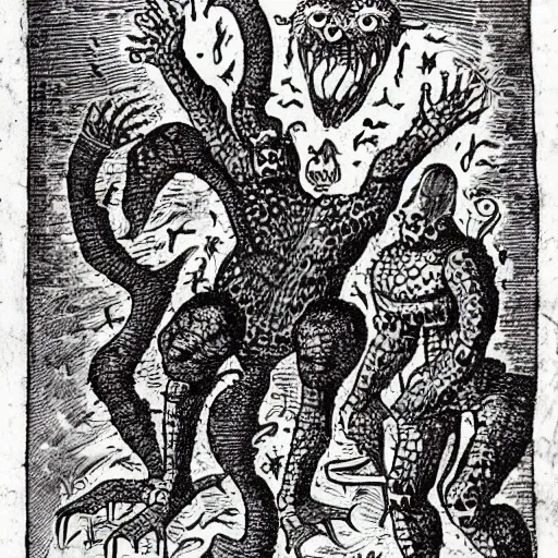 Prompt: medieval bestiary of repressed emotion monsters and creatures starting a fiery revolution in the psyche