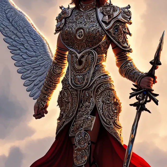 Image similar to beautiful angel warrior queen in ornate robes, highly detailed, 8 k, hdr, award - winning, trending on artstation, clayton crain