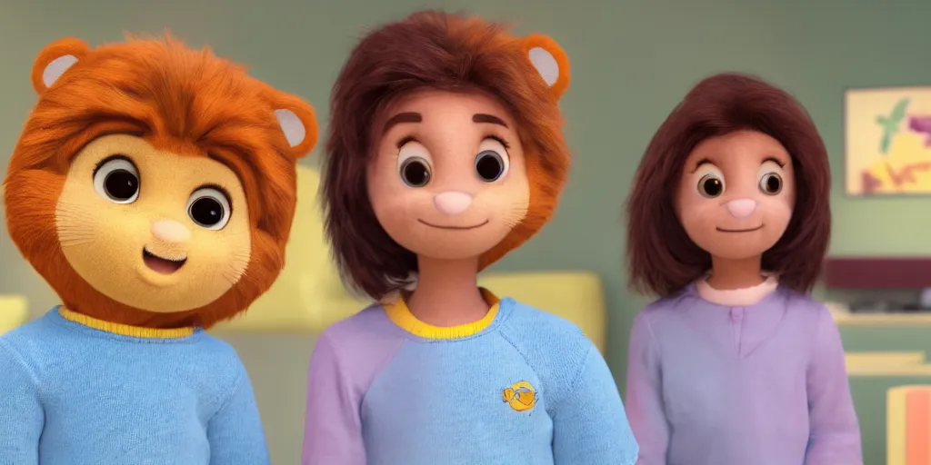 Image similar to daniel tigers mom as a human woman, ultra realistic, intricate, 8 k resolution