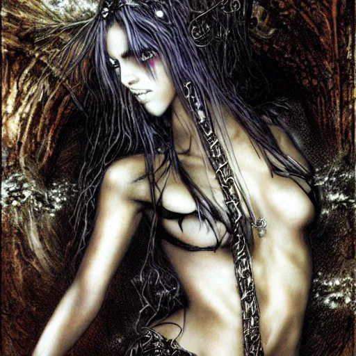 Image similar to dark beautiful sorceress casting an illusion spell by luis royo