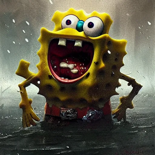 Image similar to spongebob nightmare fuel,digital art,ultra realistic,ultra detailed,art by greg rutkowski