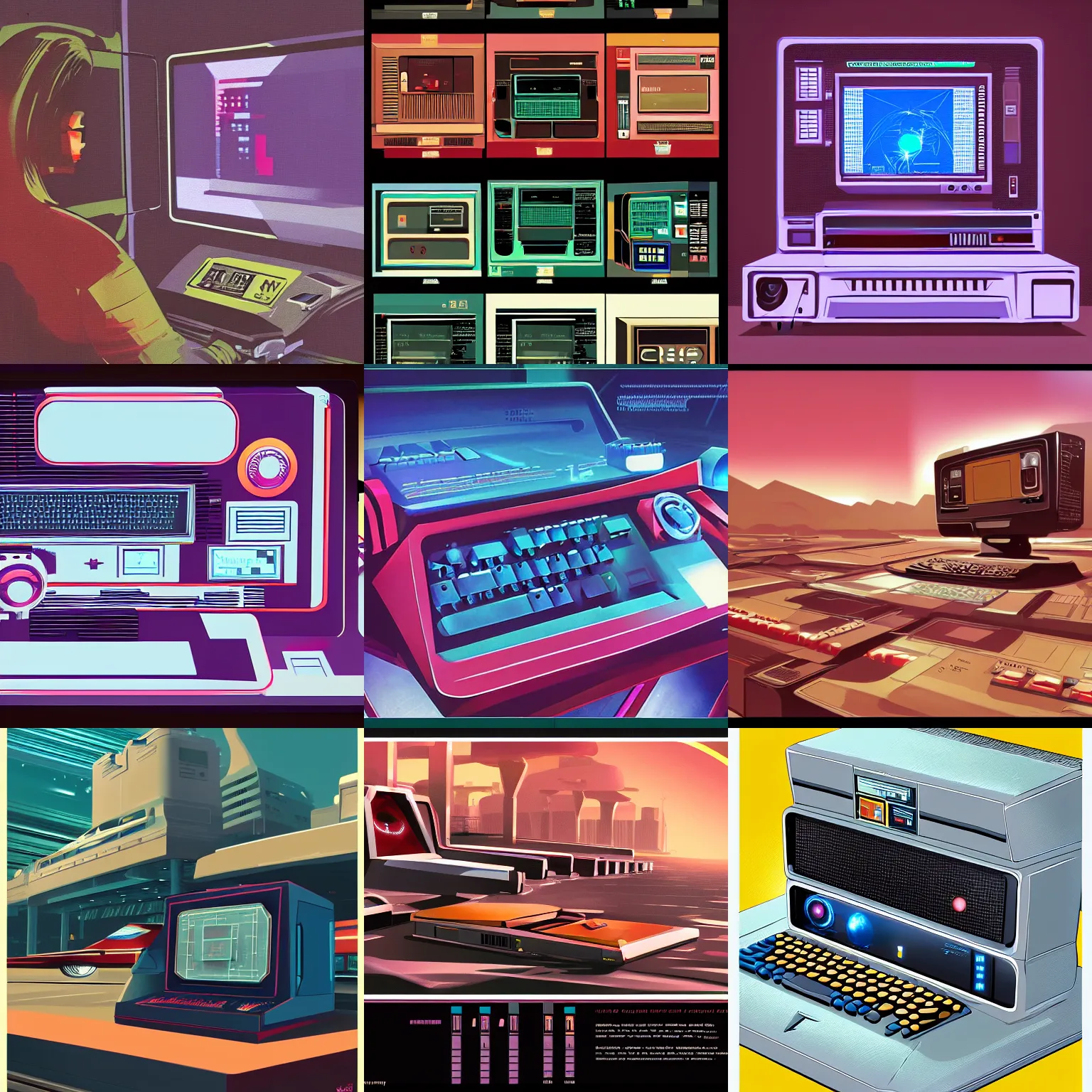 Prompt: computer of the future, retro style, 1980, concept art, artstation