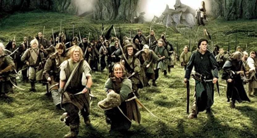 Image similar to screenshot from the fellowship of the ring when swat team raided a hobbit hole in the shire