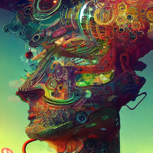 Image similar to a surreal visionary futuristic art piece by ben ridgway and android jones