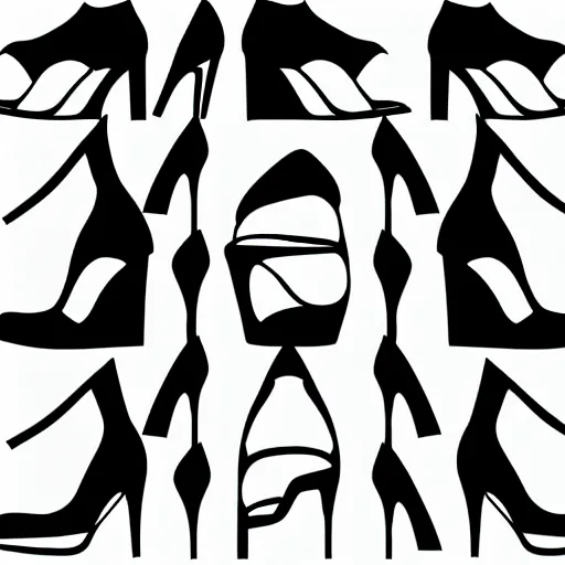 Image similar to Set of different woman platform shoe silhouettes, vector art. black white,