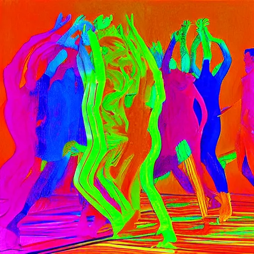 Prompt: liquid people dancing in a lightfull room by lynda benglis, hyperrealistic, colorful shadows, high detail, digital art