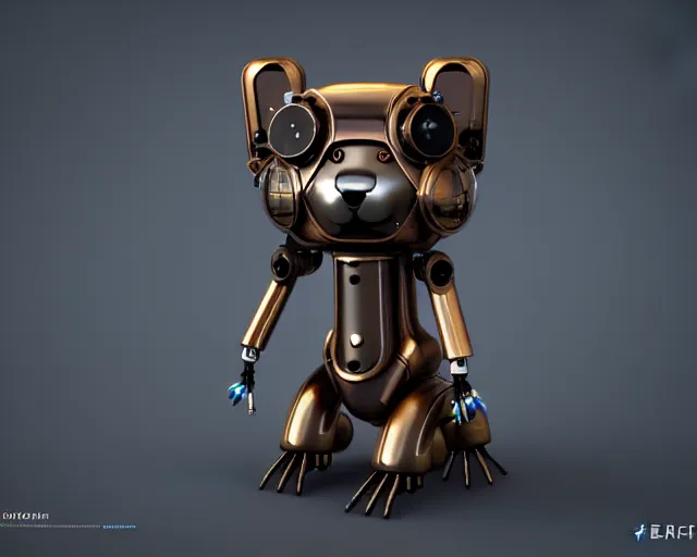 Image similar to futuristic steampunk ferret - shaped robot, 3 d octane render, cyberpunk ferret - shaped mechanical robot