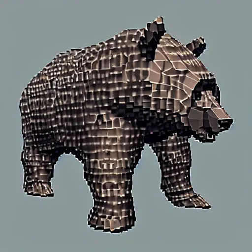 Prompt: image of an rpg bear enemy with low poly ps 1 graphics, upscaled to high resolution