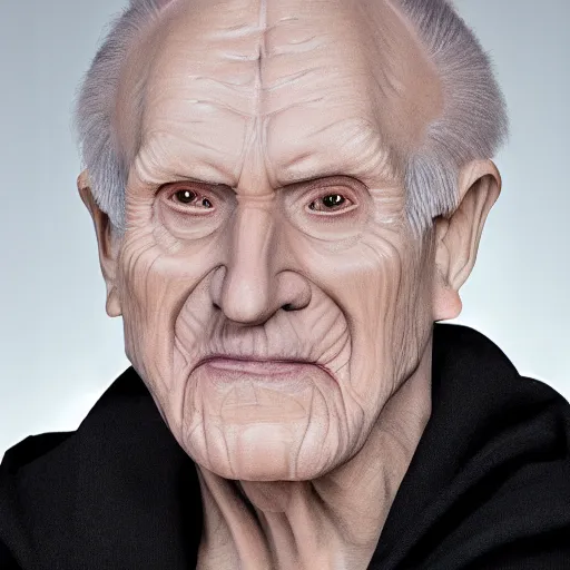 Image similar to Emperor Palpatine as a wise father figure, professional headshot, LinkedIn