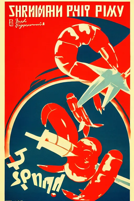 Image similar to Soviet Propaganda Poster for shrimp party