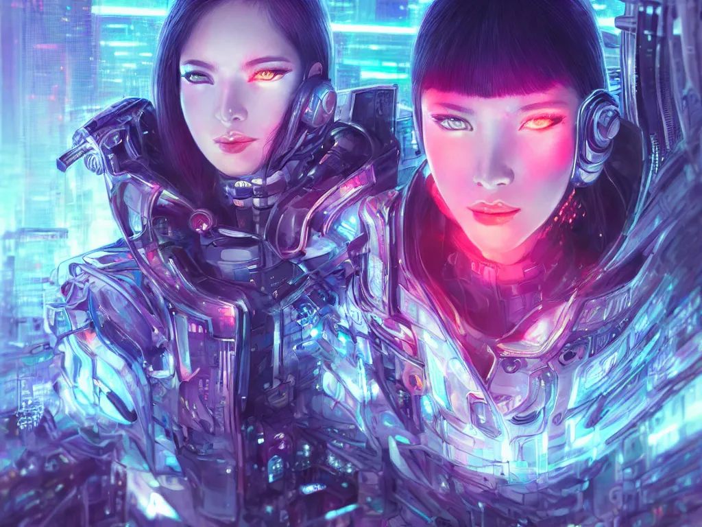 Image similar to portrait futuristic female cyber warrior, on cyberpunk neon light tokyo rooftop, ssci - fi and fantasy, intricate and very beautiful, highly detailed and digital painting, concept art, smooth, illustration, art by rossdraws and taekwon kim / a - rang, luxearte and liya nikorov and rongzhen luo