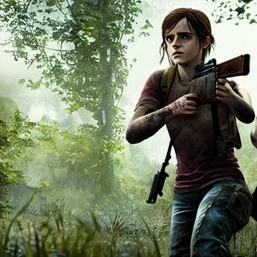 Image similar to emma watson as ellie in the movie adaptation of the last of us, directed by david yates, movie still