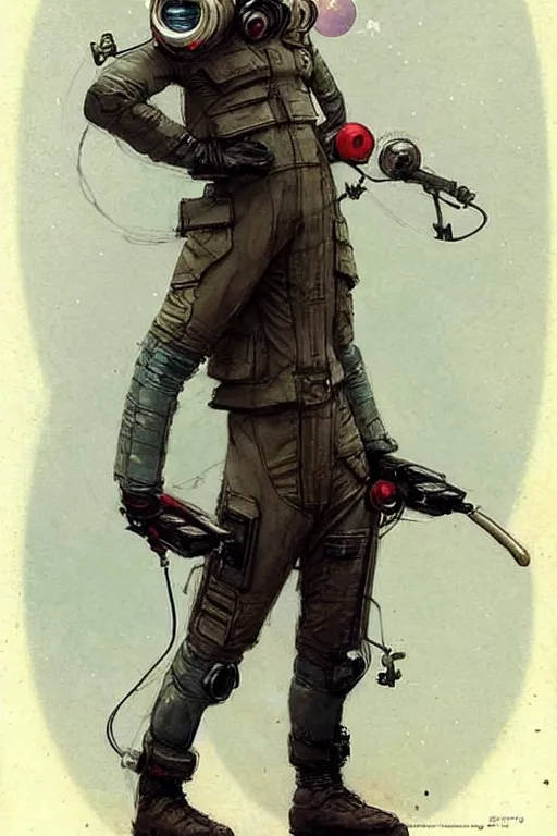 Image similar to ( ( ( ( ( 2 0 5 0 s retro future boy 1 0 old boy super scientest posing in space pirate mechanics costume full portrait.. muted colors. ) ) ) ) ) by jean - baptiste monge!!!!!!!!!!!!!!!!!!!!!!!!!!!!!!