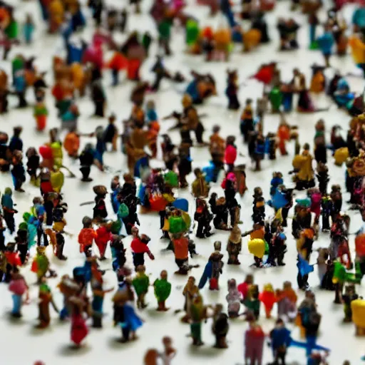 Prompt: a whole bunch of little tiny people