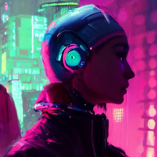 Image similar to detailed side profile portrait Neon Girl, cyberpunk futuristic neon, reflective puffy coat, by Ismail inceoglu dragan bibin hans thoma greg rutkowski Alexandros Pyromallis Nekro Rene Maritte Illustrated, Perfect face, fine details, realistic shaded, fine-face, pretty face, 8k, UHD, ray tracing