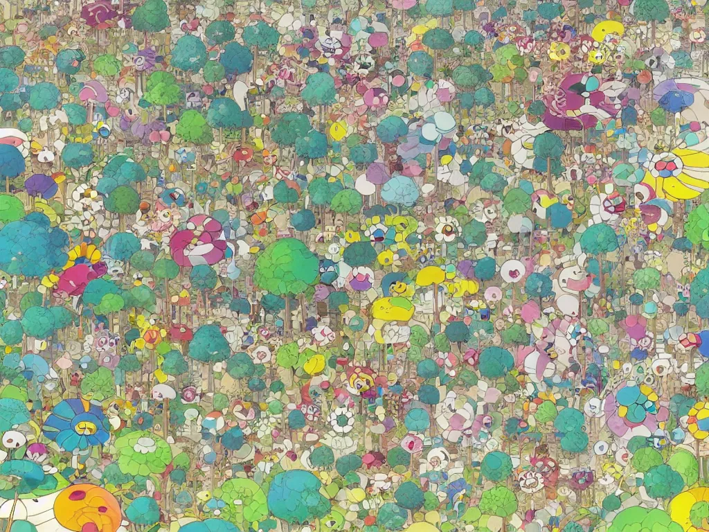 Image similar to colorful blueprint sideview of a fairytale forest, illustration, concept art, colorful, beautiful, studio ghibli, takashi murakami, manga, cute and adorable