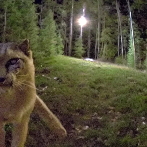 Prompt: nighttime trailcam footage of dr. phil