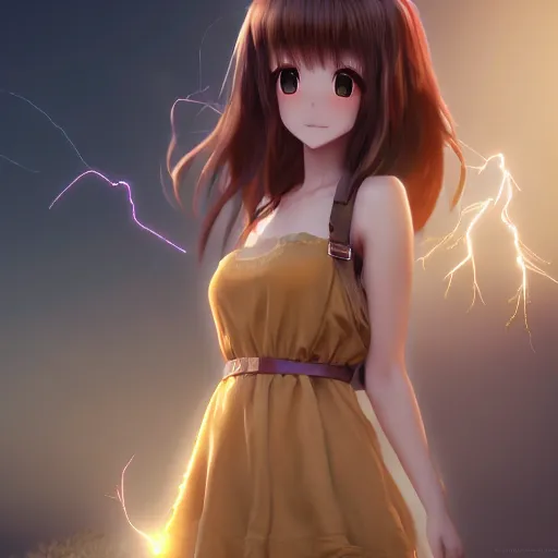 Prompt: Render of a very beautiful 3d anime girl, long hair, hazel eyes, cute freckles, full round face, short smile, cute bunny dress, cinematic lightning, medium shot, mid-shot, highly detailed, trending on Artstation, Unreal Engine 4k, cinematic wallpaper