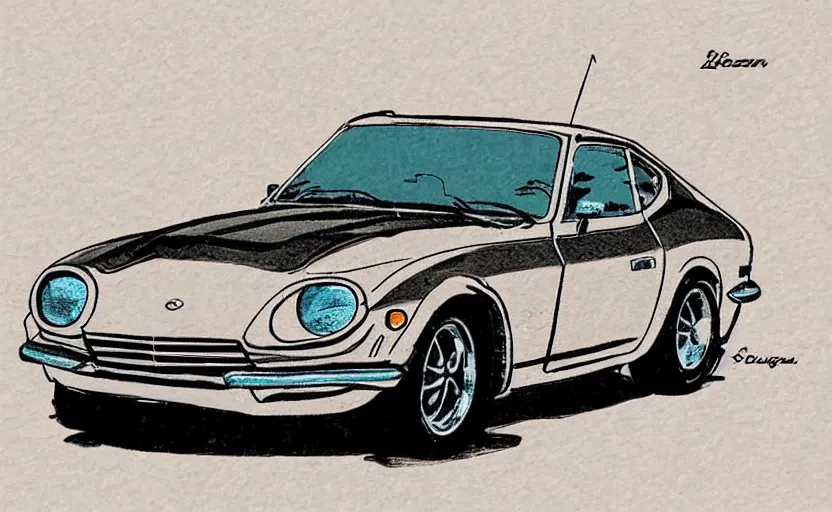 1970 Datsun 240z In The Style Of Ken Sugimori Anime Stable Diffusion