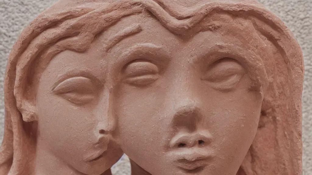 Prompt: a young woman portrait made of Terracotta. rule of thirds