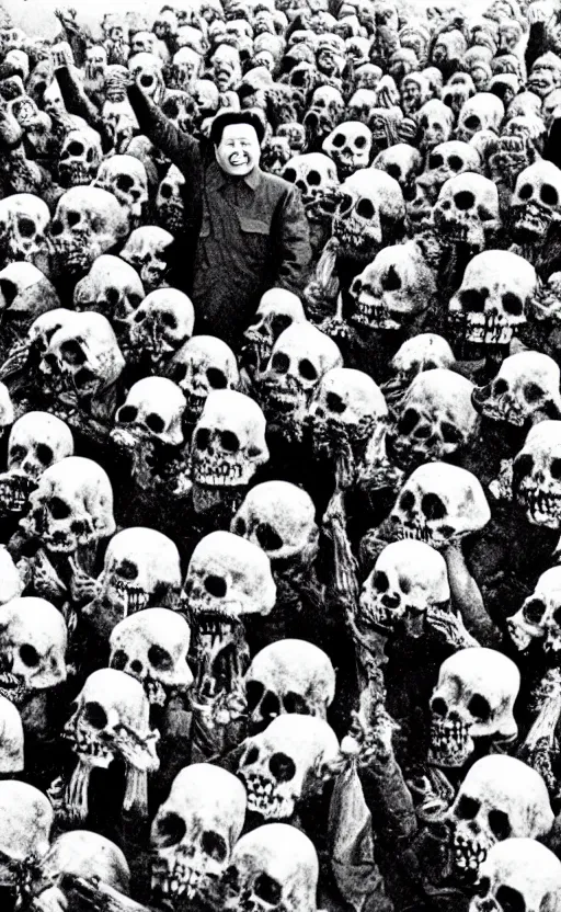 Image similar to mao zedong driving a crowd of skeletons