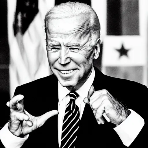 Image similar to “ joe biden trapped in a black and white picture of the july 4 th ball ”
