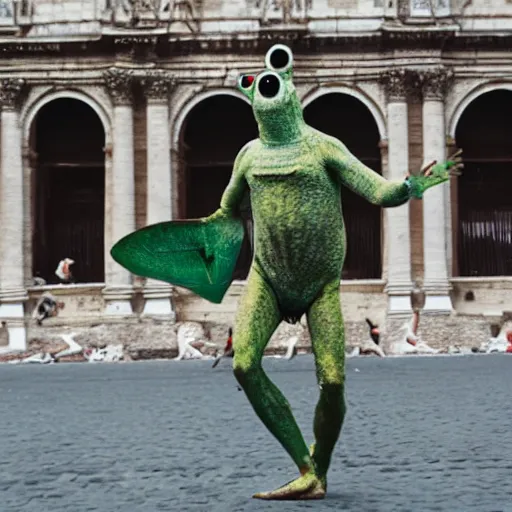 Image similar to frogman dancing in rome