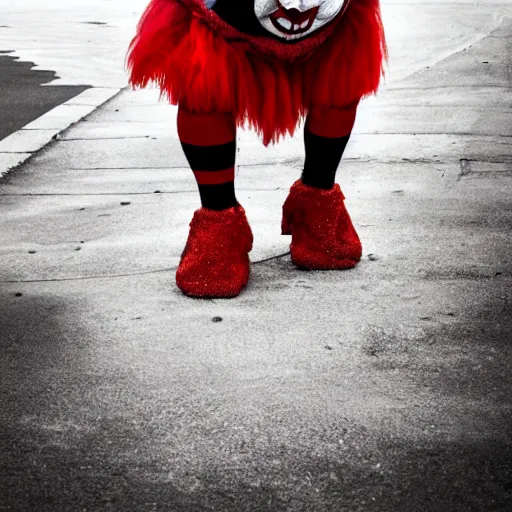 Prompt: scary clown stands in the street in winter, high quality, digital art, 8K, HD, photorealistic, realistic,