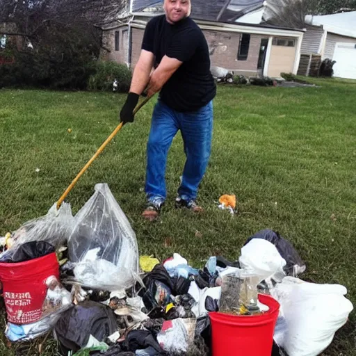 Prompt: he picked up trash in his spare time to dump in his neighbor's yard