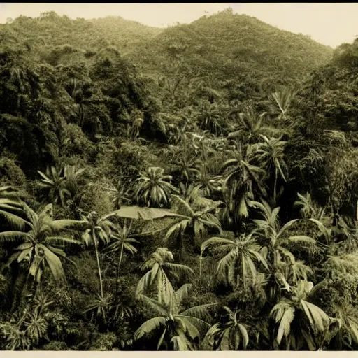 Image similar to establishing shot, vietnamese jungle with elderich horrors looming, 1 9 6 0 s photography